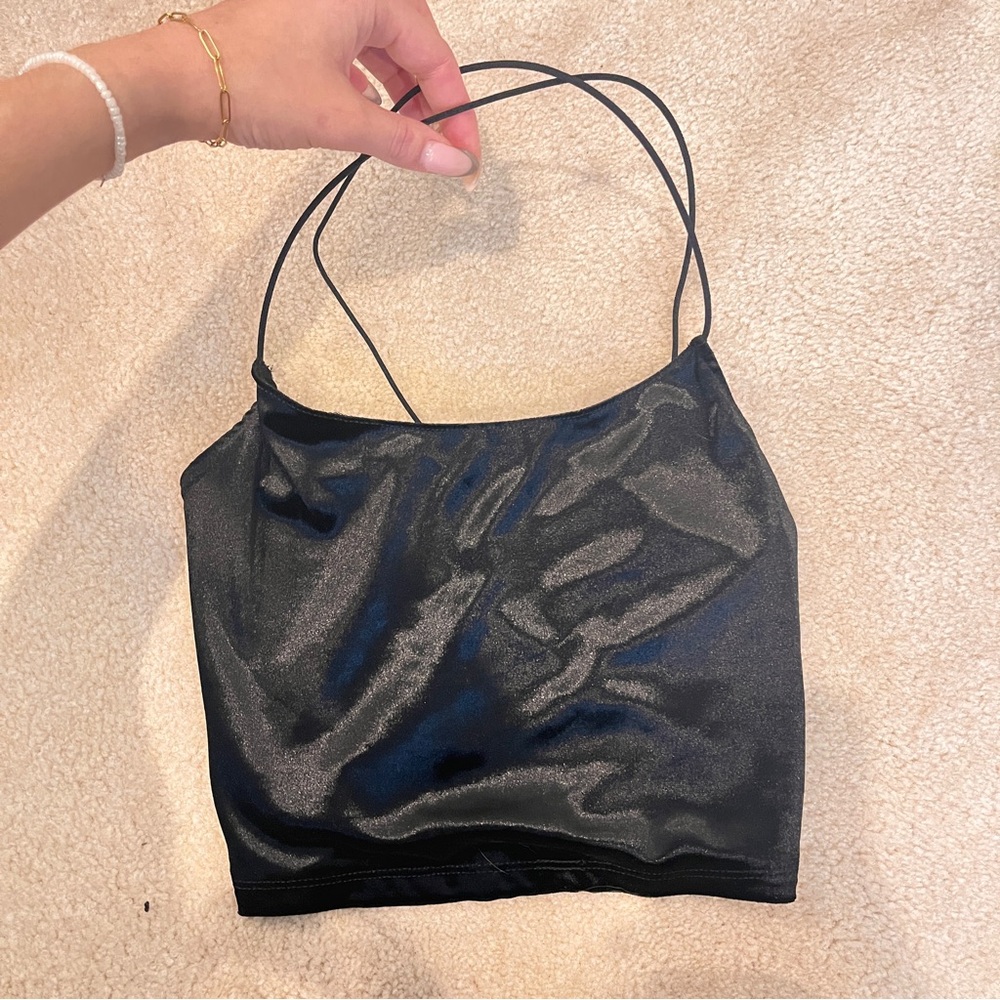 Black Satin Women's Top